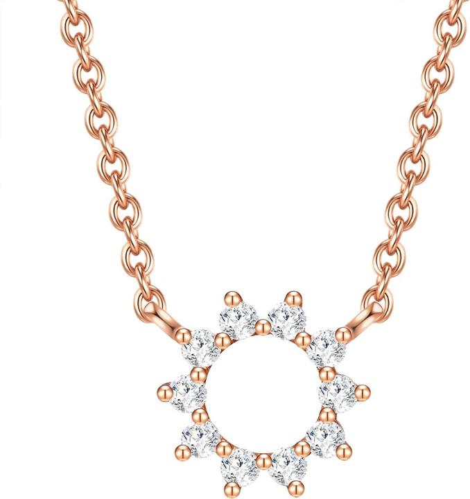 Actual product image Glanzstücke München Ladies flower/circle sterling silver cubic zirconia rose gold 40.0 cm base chain + 5.5 cm extension (925 silver, 40 - 45 cm)