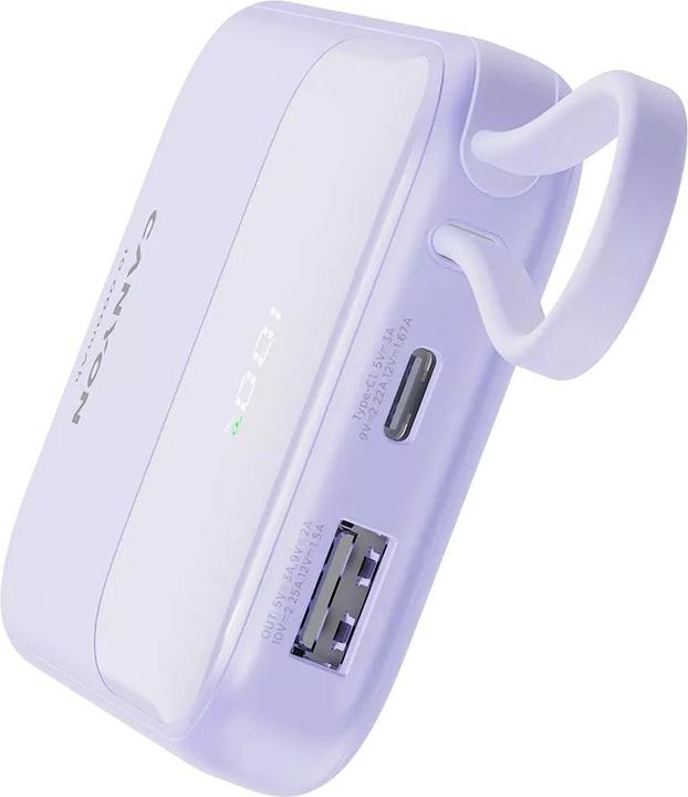 Produktbild Canyon power bank OnPower 101 built-in cable 10000 mAh PD22.5W Violetin (10000 mAh, 22.50 Wh)