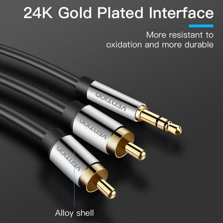 Produktbild Vention 2xRCA cable (Cinch) jack to 3.5mm BCFBJ 5m (black) (5 m, Cinch)