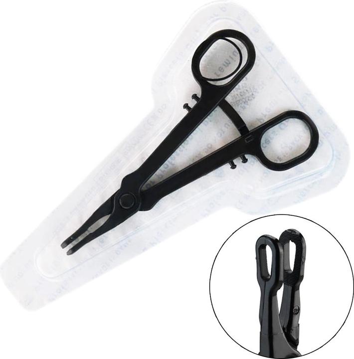 Image du produit Star Piercing Sterile einweg Zange schwarz Gazeklemme geschlossen rund gezackt Kunststoff (Matières plastiques)