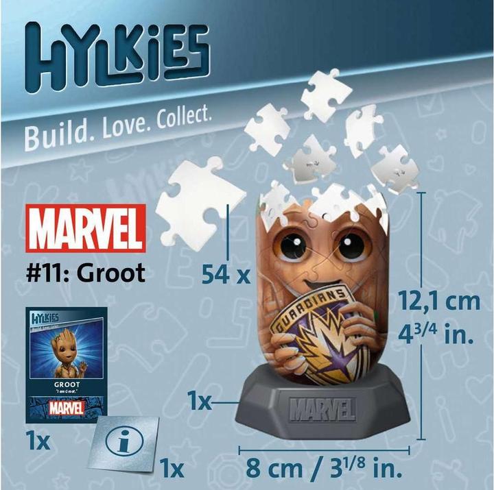 Image du produit Ravensburger Hylkies : La nouvelle gamme de figurines à assembler soi-même. Figurine #11 - Groot - Pour (54 pièces)