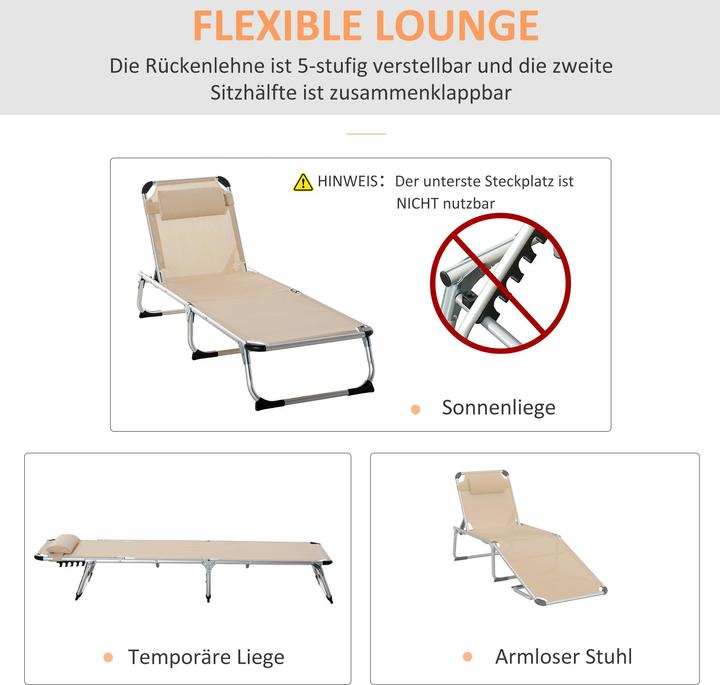 Actual product image Outsunny 5-stage adjustable garden lounger (80 cm)
