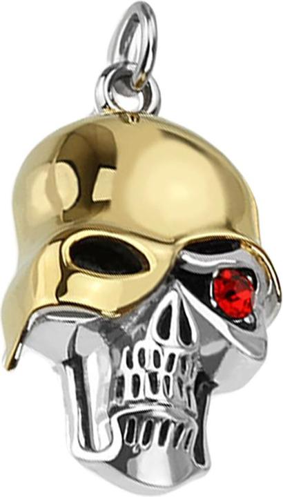 Star Piercing Anhänger silber Soldat des Todes mit rotem Kristallauge (Chirurgenstahl 316L)