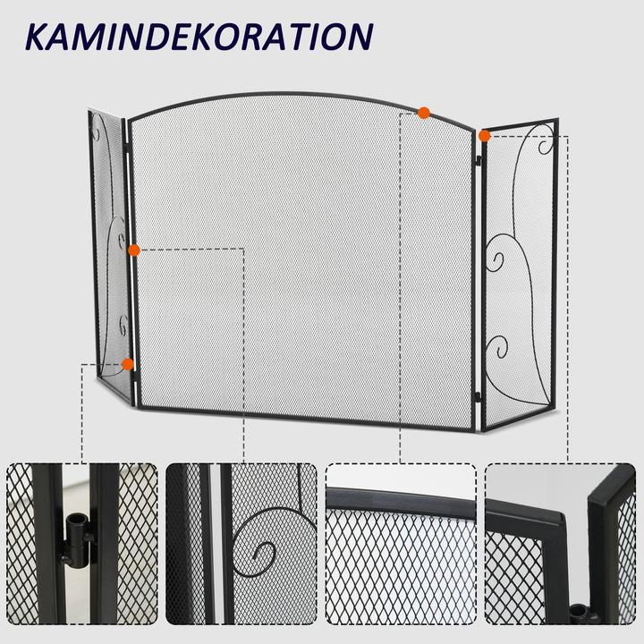 Image du produit Homcom Grille de cheminée avec trois panneaux (132,5 x 76,5 cm)