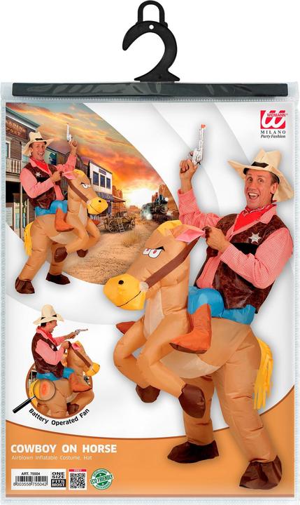 Image du produit Widmann Costume de cow-boy à cheval Costume gonflable avec soufflerie intégrée, chapeau (Taille unique)