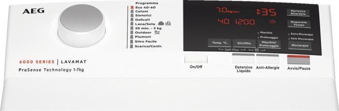 Produktbild AEG L6TBG723 Toplader-Waschmaschine 7 kg 1151 U/min E Weiss (7 kg, Unten)