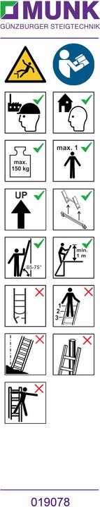 Actual product image Munk Information sticker for rung single ladder over 3 m (traverse) Sticker 19078 (Single ladder, 18.50 cm)
