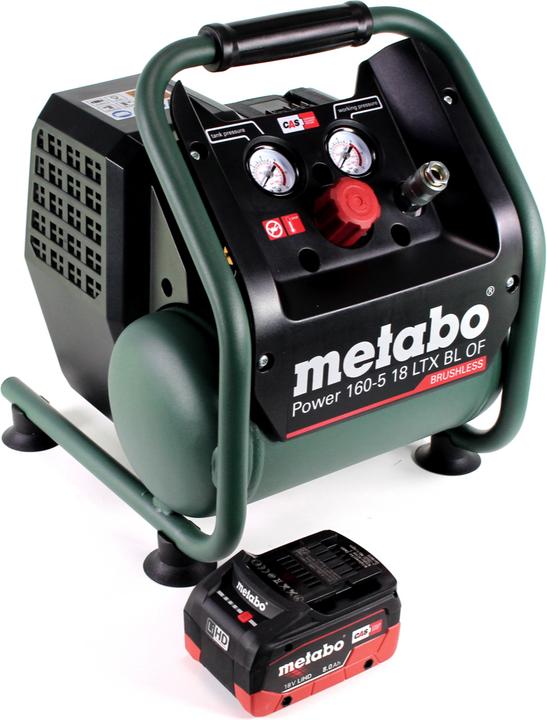 Produktbild Metabo Power 160-5 18 LTX BL OF Akku Kompressor 18 V 8,0 bar Brushless + 1x LiHD Akkupack 8,0 Ah - (8 Bar, 5 l)