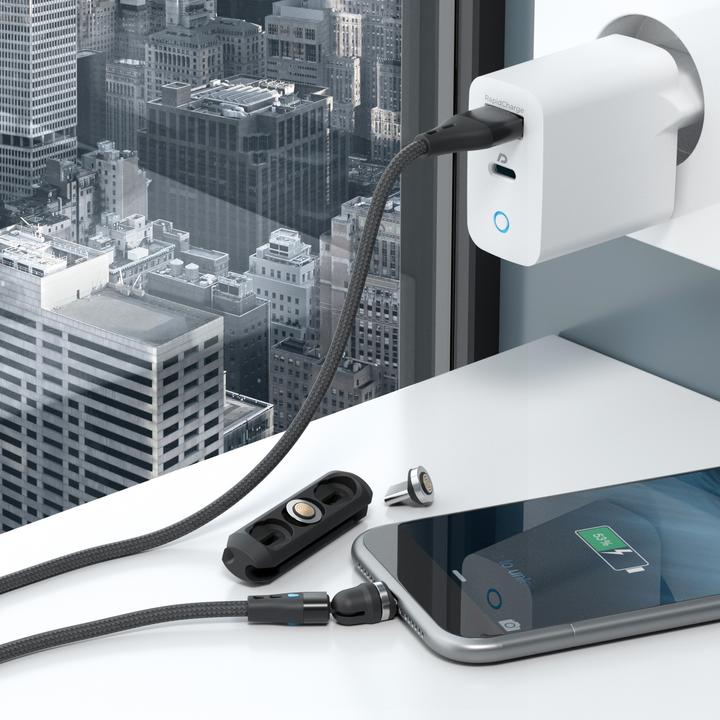 Image du produit RealPower Magnetic cable 3 Amp,2m,noir avec adaptateurs (2 m, USB 3.0)