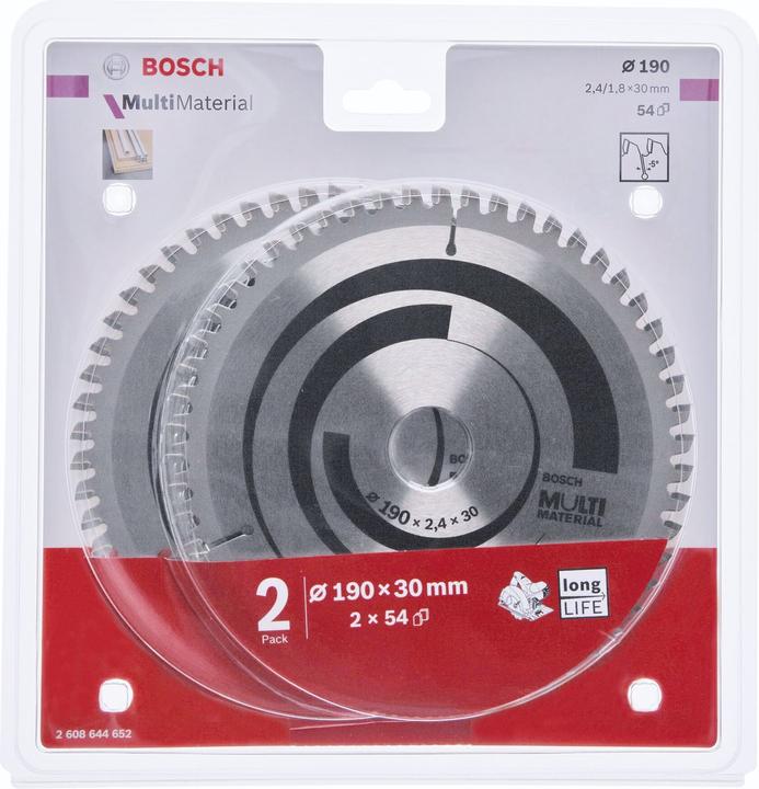 Image du produit Bosch Zubehör 2x Multi Material 190x30x2.4/1.8x54T