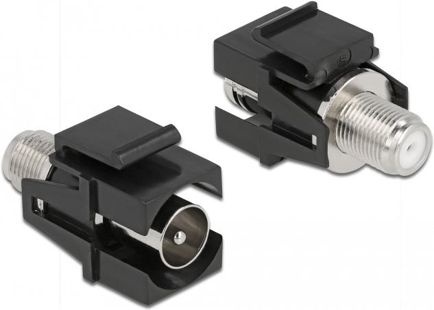 Produktbild Delock Keystone Modul IEC Stecker zu F Buchse schwarz (Keystone Modul)