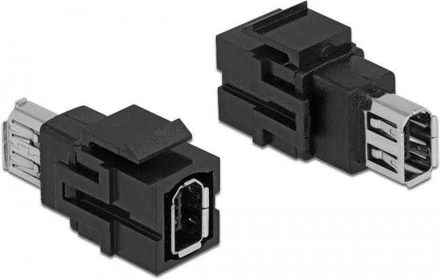 Produktbild Delock Keystone Modul FireWire 6 Pin Buchse zu FireWire 6 Pin Buchse schwarz