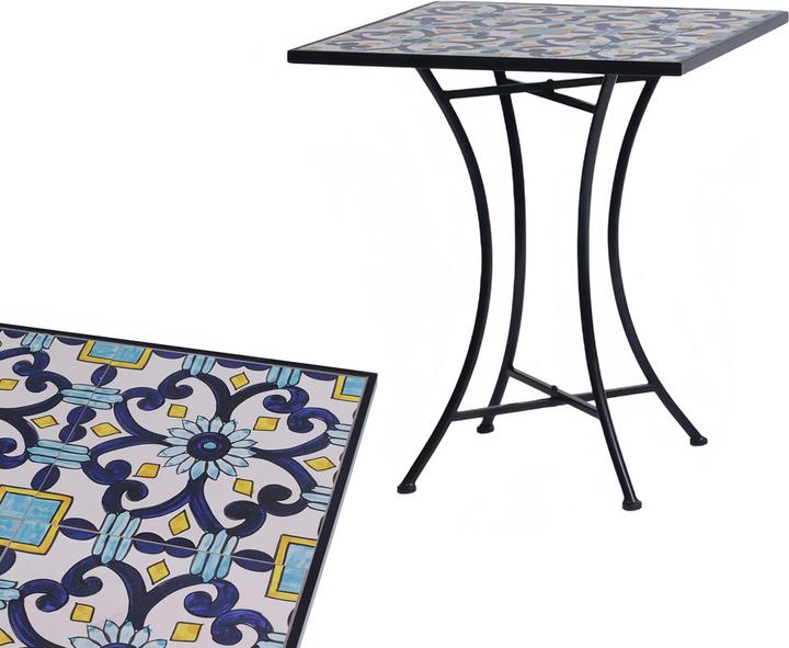 Actual product image Mojawo Mosaik Sitzgarnitur Set 3-teilig Sitzgruppe Gartenmöbel Tisch Stühle (77 cm)