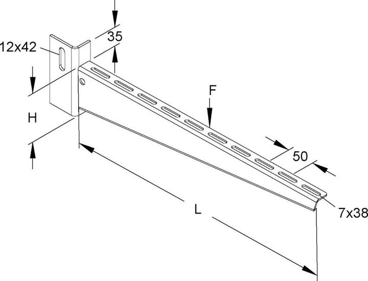 Produktbild Niedax NIE KTU600 Ausleger standard 90X610mm 2,5 kN feuerverz.