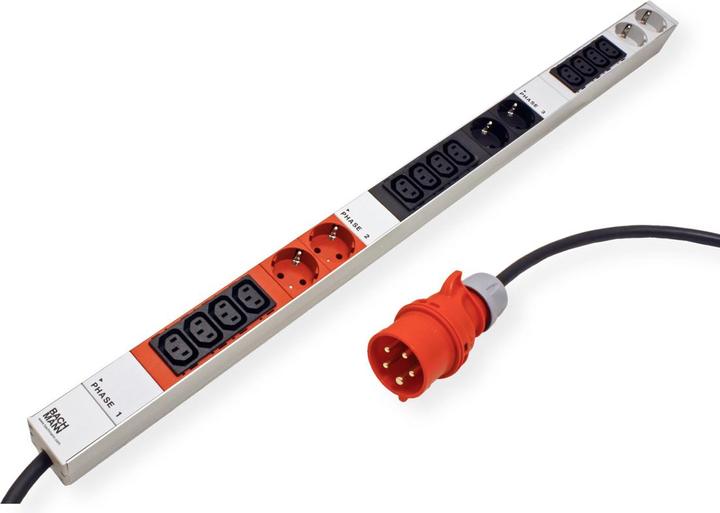 Productafbeelding Bachmann IT PDU ALU 0HE 12x C13 6x aardingscontact 3x 16A CEE rood