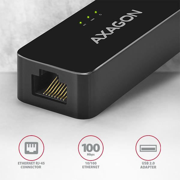 Produktbild Axagon ADE-XR Fast Ethernet 10/100 Adapter - USB 2.0 Typ A (USB 2.0, RJ45 (1x))