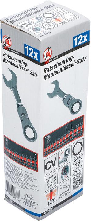 Actual product image BGS Ratchet Combination Wrench Set extra short 8 - 19 mm 12 pcs. (19 mm, 8 mm, 10 mm, 14 mm, 18 mm, 11 mm, 12 mm, 17 mm, 15 mm, 13 mm, 9 mm, 16 mm)