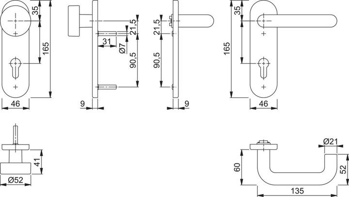 Productafbeelding Hoppe Brandbeveiligingsset Paris FS-K58/353K/138 kunststof F9005 D/K voor deurdikte 40-66 mm PZ (Deurgreep)