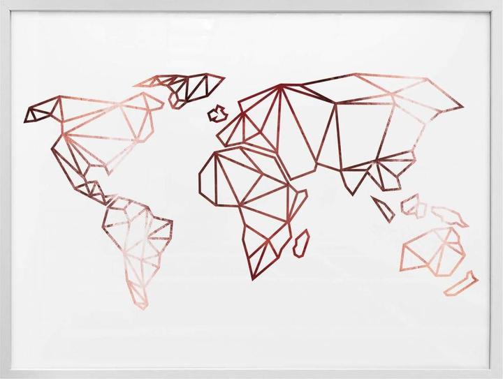 Produktbild Trenddeko Origami Weltkarte - Roségold-Optik (80 x 60 cm)