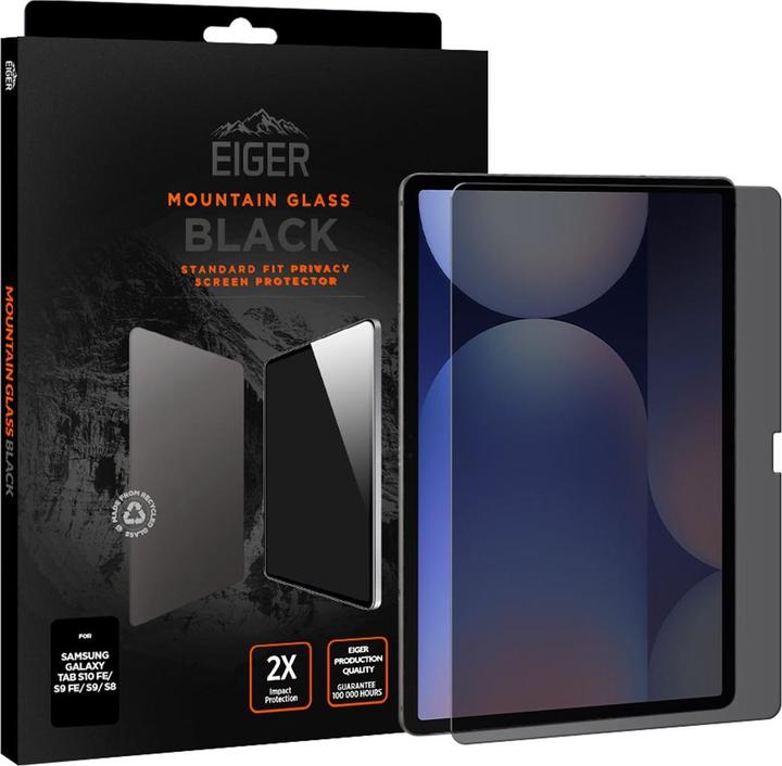 Eiger Privacy Sichtschutz-Glas Standard Fit Mountain Glass Tablet Black (1 Stück, Galaxy Tab S8, Galaxy Tab S9 FE, Galaxy Tab S9, Galaxy Tab S7)