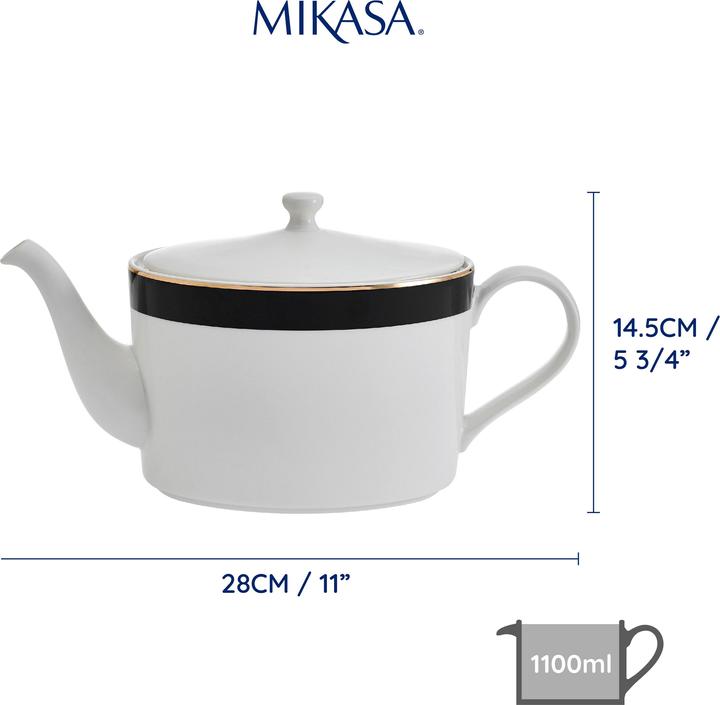 Immagine prodotto Mikasa Teiera Luxe Deco da 4 tazze, 1,1L, bianco (1.10 l)