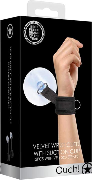 Actual product image Ouch! Velvet & Velcro Adjustable Handcuffs Suction Cup