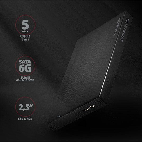 Actual product image Axagon EE25-XA6 - HDD / SSD Enclosure - 2.5 Inch - SATA - Serial ATA II - Serial ATA III (2.5")