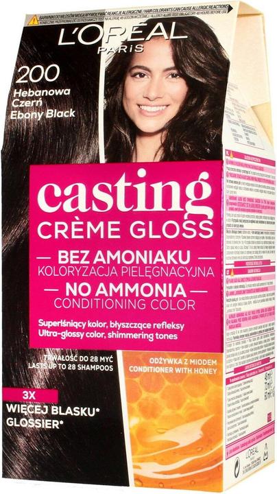 L'Oréal Paris Creme Gloss Cream Coloring No.200 Ebony Black (200 Hebanowa Czerń)