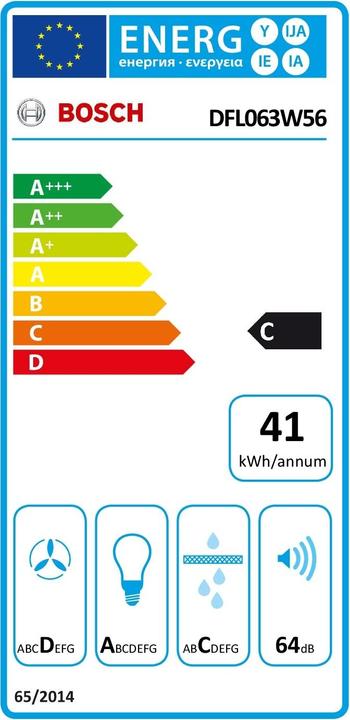 Energie-Label Bosch Hausgeräte DFL063W56 (Flachschirmhaube)
