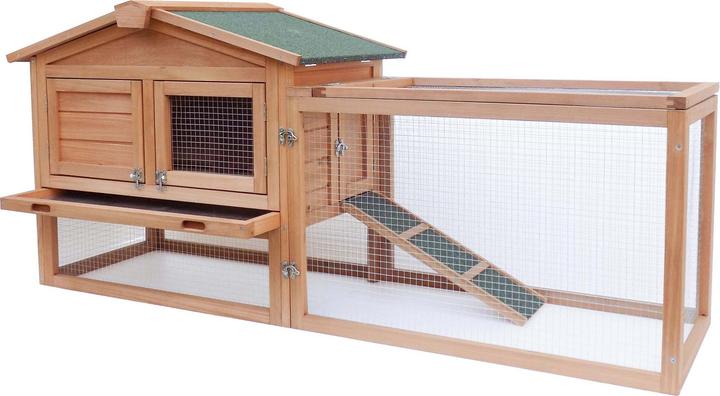 Actual product image Wiltec XXL rabbit hutch 1560x520x680mm free-range enclosure Rabbit cage Small animal hutch