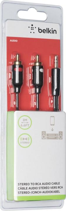 Produktbild Belkin Audio Adapterkabel (2 m, Cinch, 3.5mm Klinke (AUX))