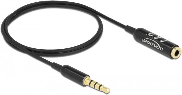 Immagine prodotto Delock Cavo di prolunga audio jack 3,5 mm 4 pin maschio a femmina Ultra Slim 0,5 m nero (0.50 m, Estensione)