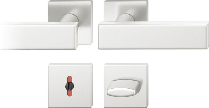 FSB Drückergarnitur 12 1003 ASL auf Rosette eckig WC, silber eloxiert (Türgarnitur)