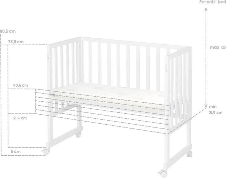 Produktbild Roba Stuben- & Beistellbett 3in1 mit Barriere Sternenzauber grau