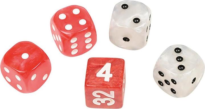 Actual product image Philos Set of dice for backgammon, plastic, red and white, 16mm, 4 dice