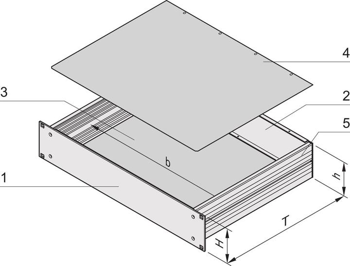 Actual product image Schroff 19" complete slide-in unit made of aluminium, top and bottom panels closed - M