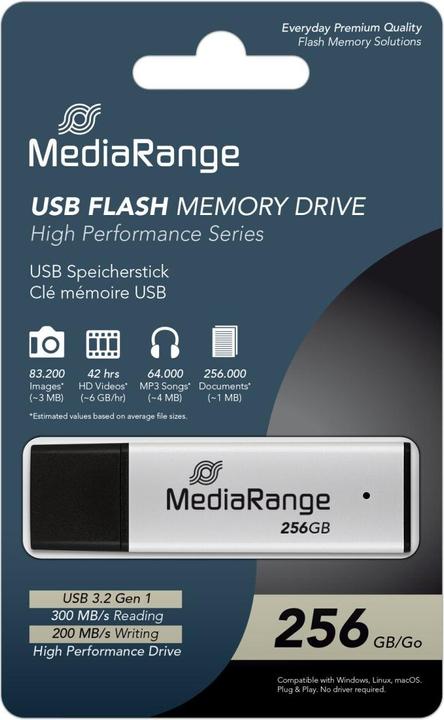 Actual product image MediaRange USB stick (256 GB, USB 3.0)