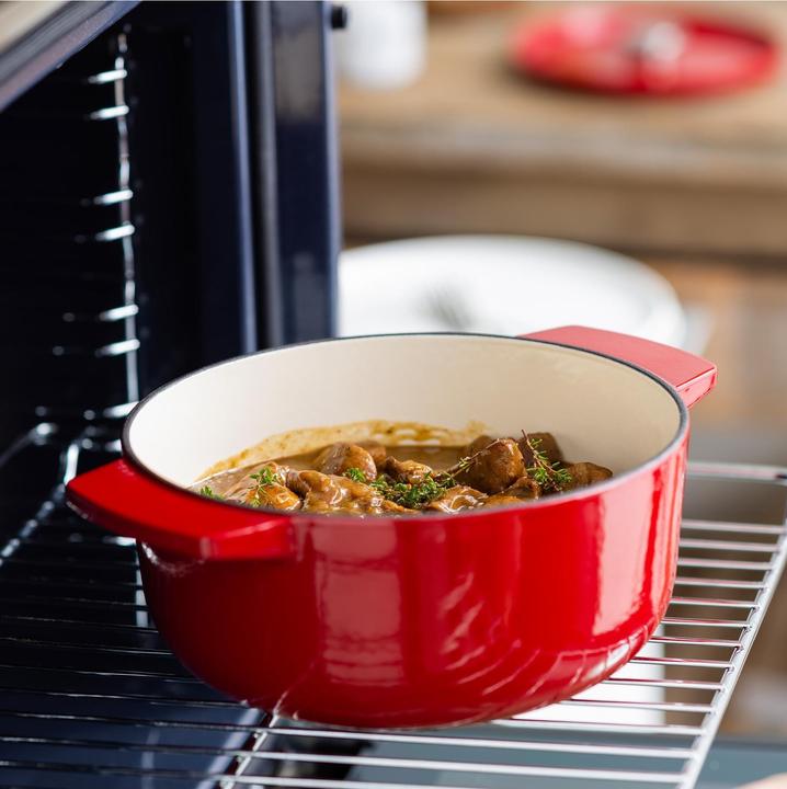 Produktbild KitchenAid braadpan 22cm - gemailleerd gietijzer - keizer rood - rond (26 cm, Bräter + Schmortopf, Gusseisen)