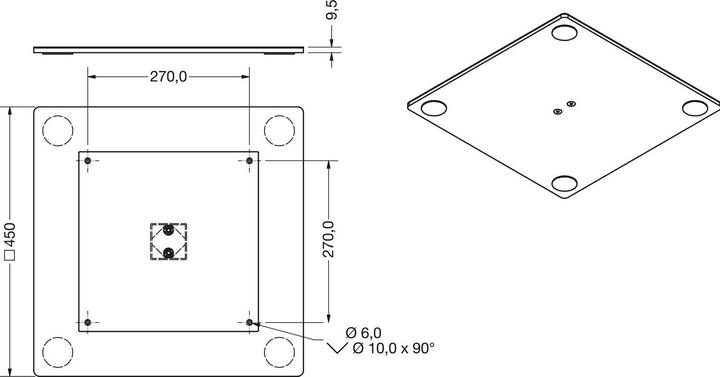 Actual product image Simausrom Jaco base plate with screw-on plate ø 450x450 mm, black/brushed stainless steel