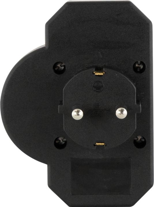 Produktbild REV Steckdosenadapter 3-fach mit Überspannungsschutz, schwarz (CEE 7/3, CEE 7/16, 3 x)