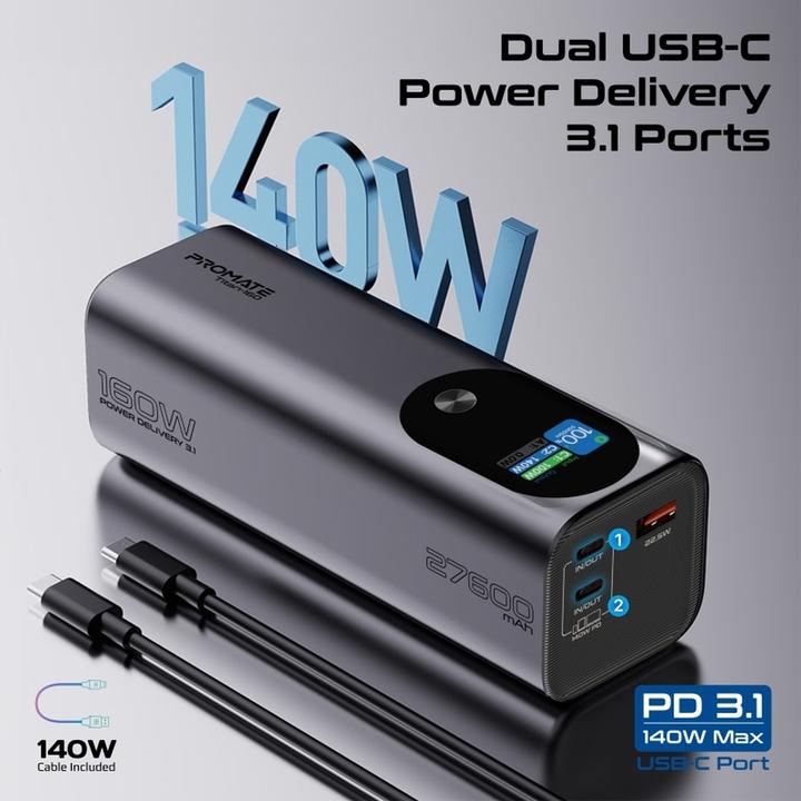 Produktbild ProMate Titan-160 Powerbank 27600mAh (27600 mAh, 160 W, 99.36 Wh)