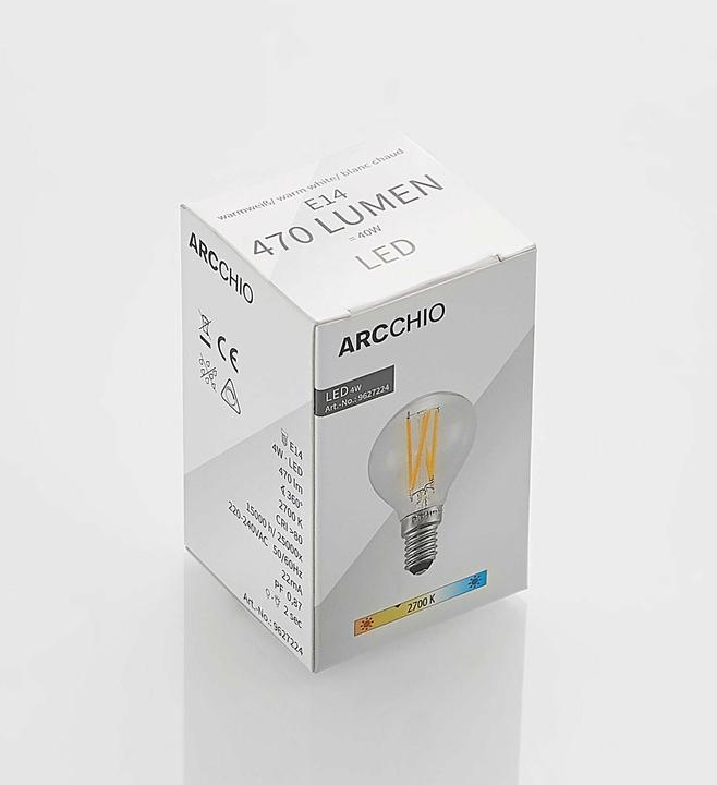 Immagine prodotto Arcchio Lampada LED E14 4W 2.700K goccia di filamento dimmerabile (E14, 4 W, 470 lm, 1 x, E)