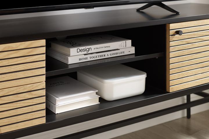 Image du produit SalesFever Buffet bas en placage bois véritablex60 noir (150 x 40 x 60 cm)