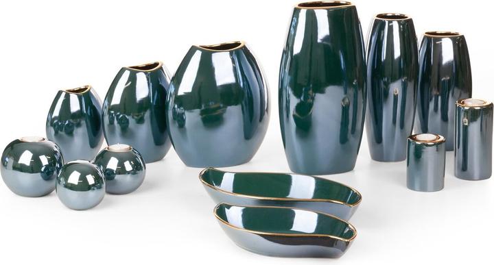 Actual product image Eurofirany AMORA 2 ceramic plates with glossy surface and gold details, 36 x 18 x 5 cm (1 x)