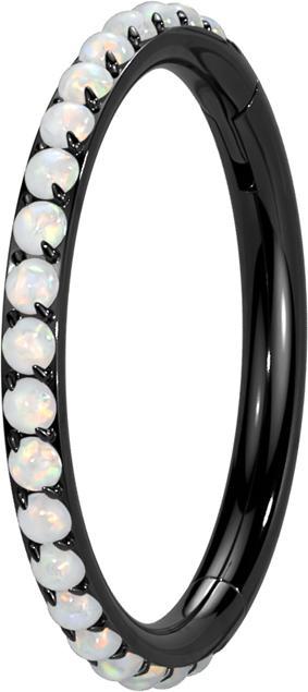 Produktbild Star Piercing Micro Segmentring klappbar schwarz seitlich Opale weiss (ohne Messing, Titan G23)