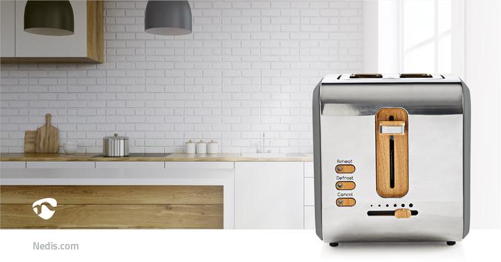 Produktbild Nedis Toaster Soft Touch Serie 2 Steckplätze Bräunungsstufen: 6 Auftaufunktion Grau