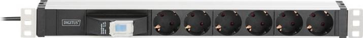 Actual product image Digitus Aluminum Outlet Strip, 6 safety outlets with circuit breaker (6 x, CEE 7/3, 1.80 m)