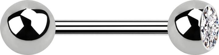 Actual product image Star Piercing Barbell silver with ball and ball crystal silver (without brass, Titanium G23)
