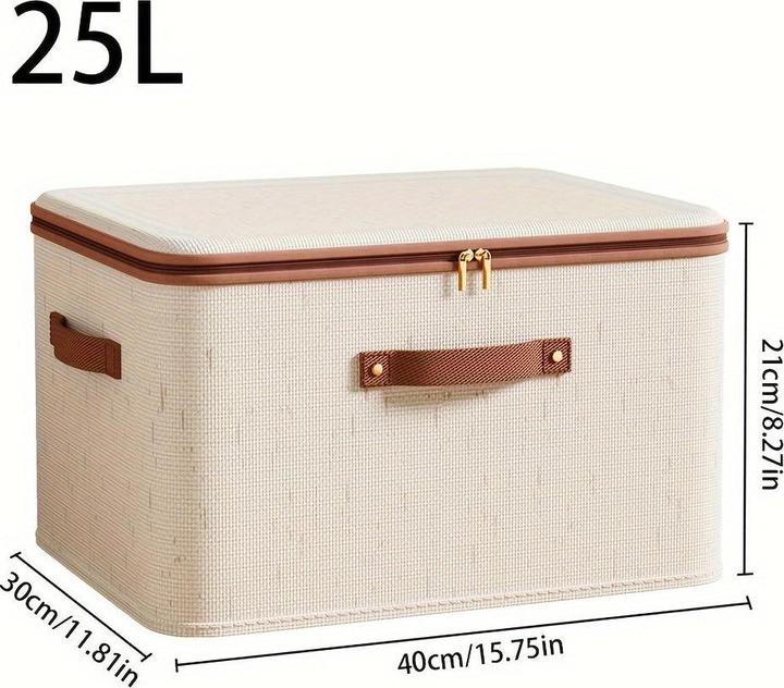 Immagine prodotto Only-Bags.Store 1pc Leinen Zipper Quilt Storage Bins mit Deckel, Leinengewebe, kratz- und verschleissfest