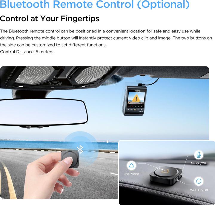 Actual product image Viofo A329 1CH 4K 60FPS WiFi, GPS (Wi-Fi, GPS receiver, Built-in microphone, 4K)